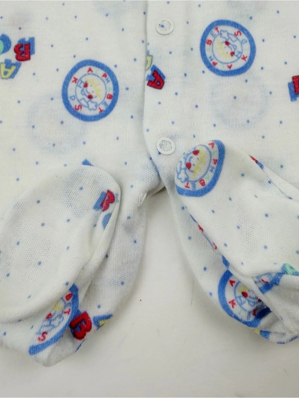 Vintage Alexis Newborn Infant Footed Sleeper White ABC’s Alphabet Kids